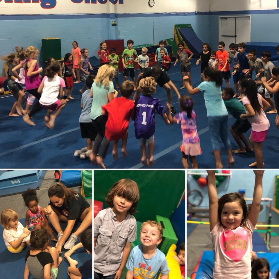 Kids doing group activities at El Paso Gymnastics